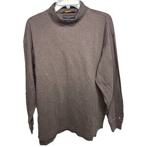 Tommy Hilfiger Golf Men's Large Brown Mock Neck Long Sleeve Pullover Sweatshirt